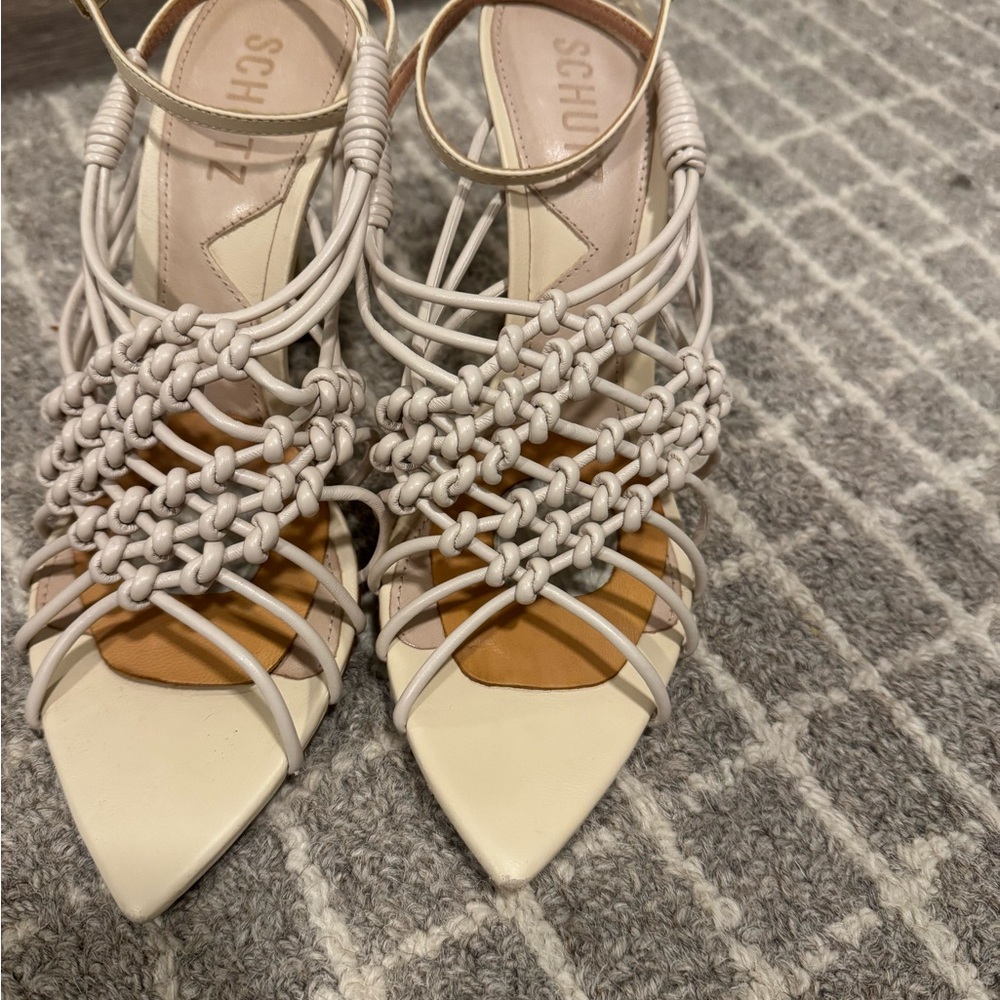 Schutz Women's Cream Strappy Heels